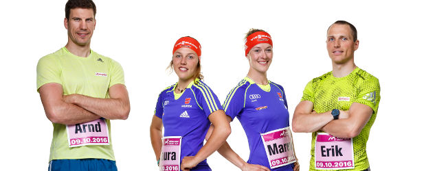 Das Kornspitz Sportteam mit Arnd Peiffer, Laura Dahlmeier, Maren Hammerschmid und Erik Lesser. Copyright: backaldrin Österreich The Kornspitz Company GmbH